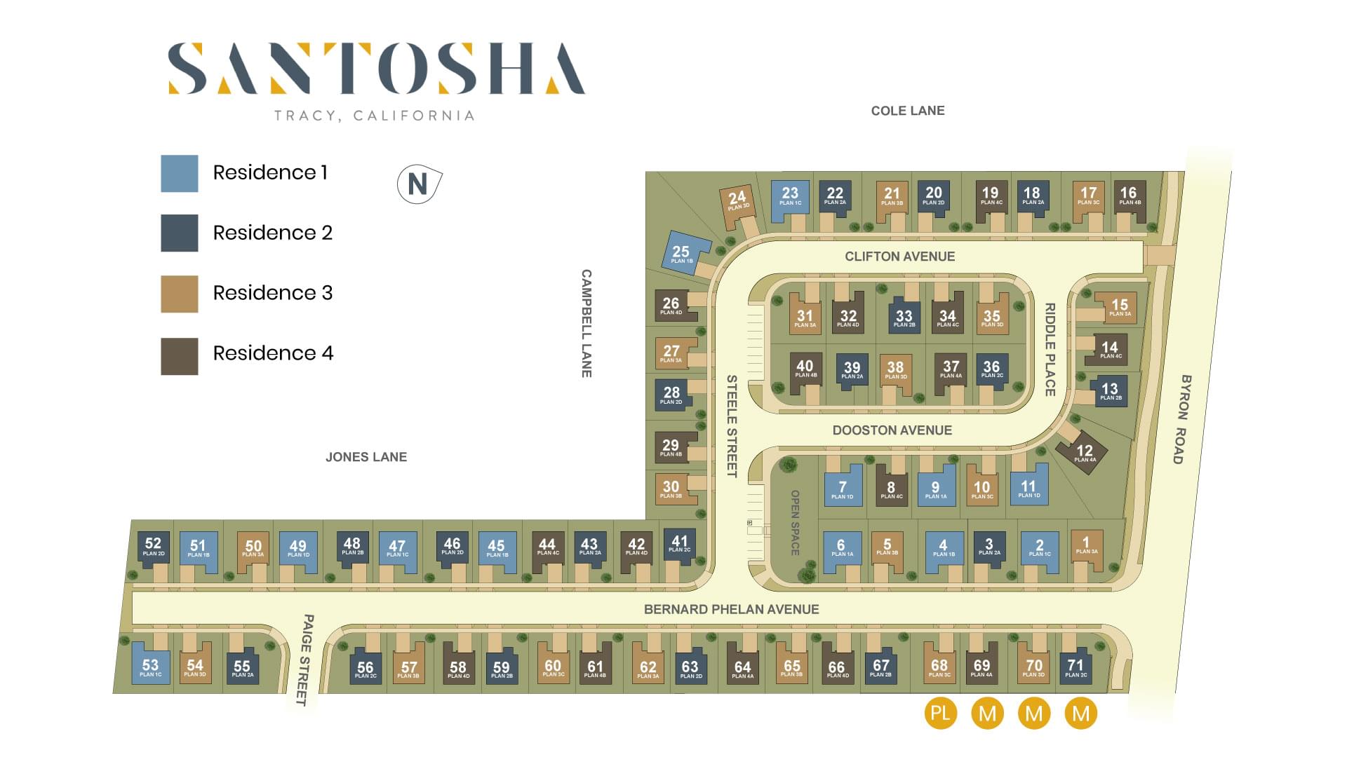 Santosha Site Map. Tracy, CA New Homes