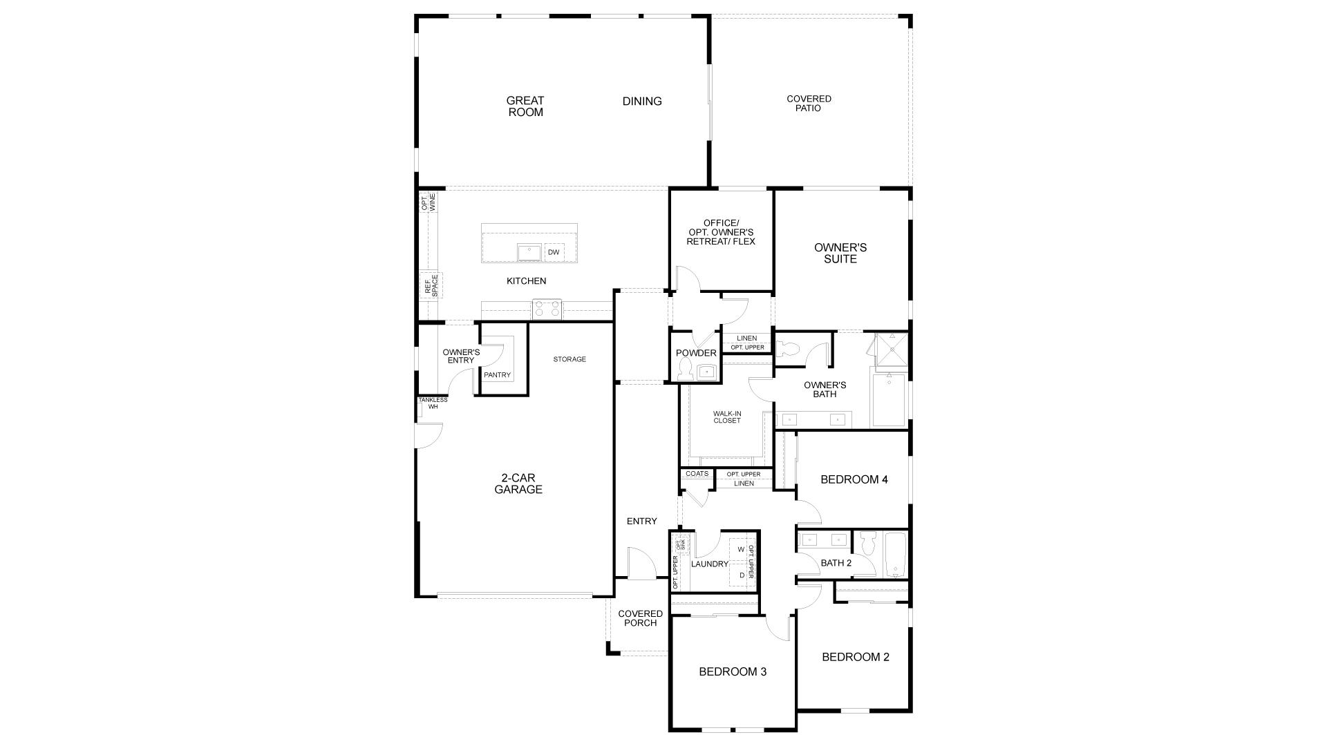 Residence 1 Floorplan. 2,613sf New Home in Brentwood, CA